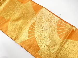 アンティーク　扇面に菊・桐・楓模様織り出し袋帯（着用可）